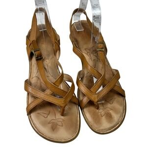 Born Leather Strappy Sandals Womens 10 Tan D65916 Slingback Boho Comfort Flat